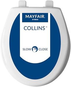 Mayfair Collins Plastic Toilet Seat, Slow Close with Super Grip Bumpers and Secure Hinges, Round, White