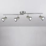 DLLT Ceiling Spotlight Fixture, 4-Light Flush Mount Ceiling Track Lighting Fixture, Directional Track Lighting Kit for Kitchen/Bedroom/Dining Room/Office, Brushed Nickel, 4 X Gu10 Bulbs Included