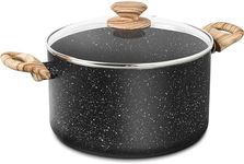 MICHELANGELO 6 Quart Stock Pot with Lid, Nonstick Soup Pot with Lid, 6 Qt Cooking Pot Induction Compatible, Non Stick Pot with Stay-cool Handle, Nonstick Pot for Cooking, Black Granite