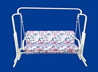 s k modern art Swing with Stand | Jhula for Adults with Cushion for Home/Patio (Three Seater, White)