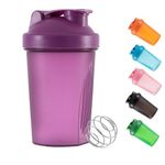 Shaker Bottle For Protein Powder Mixed Plastic Workout Water Bottle 400 ml with Mixball Non-Leak Cap Shaker Cups for Fitness Sports Gym Supplement Drinks Bottles (Purple)