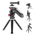 NEEWER Mini Tripod for Camera and Phone with Handle/Phone Holder/Action Camera Adapter/360° Pan & Tilt, Vlog Selfie Stick Stable Grip Compatible with iPhone GoPro Hero 12 11 10 Samsung DSLRs, TS003