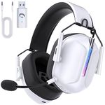 Gvyugke Wireless Gaming Headset for PS5, PC, PS4, Mac, Nintendo Switch, Gaming Headphones with Microphone, Bluetooth Gaming Headset, Stereo Sound, RGB Light, 3.5mm Wired Mode for Xbox Series -White