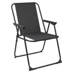 Harbour Housewares Folding Beach Deck Chair - Black - Pack of 1 - Metal Outdoor Patio Seat for Picnic, Garden, Camping