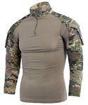 LANBAOSI Mens Ripstop Tactical Shirt Long Sleeve Combat Shirt Multicam Military T Shirts Airsoft Hunting Woodland, Cp-ge, M