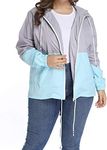 kacocob Women's Plus Size Rain Jacket Lightweight Hooded Rain Coat Windbreaker, Blue, 5X-Large