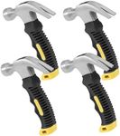 ZEONHEI 4 Pack 8 Oz Stubby Claw Hammer, Multifunction Small Mini Hammer, Bright Polished Head and Soft Comfort Grip Handle, Non Slip Nail Hammer for Household DIY Maintenance