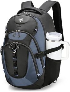 Swissdigital Design Large Business Laptop Backpack with Smart USB Charging Port Travel Backpack Fits 15.6 inches Laptops, College Backpack for Men Women,Haze Blue/Black | SD803