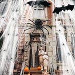 1500 sqft Spider Webs Halloween Decorations Super Stretch Cobwebs with 50 Fake Spiders for Indoor Outdoor Halloween Decoration Supplies