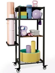 Ardier Yoga Mat Storage Rack with Wheels, 3 Tier Home Gym Workout Equipment Organizer for Dumbbells, Kettlebells, Foam Rollers