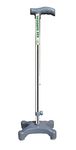 Kds Surgical Quad Cane 4 Leg PVC Quadripod Chroome Height Adjustable Men/Women/Old People Patient Walking Stick - Grey and Steel (36 inch)