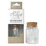 Pet Fur & Hair Keepsake Bottle - Preserve Precious Memories | Remembrance for Dogs, Cats, Horses, Small Mammals | Pawprint Charm Included | 3.5cm Diameter x 5cm Height