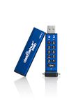 iStorage datAshur PRO 256-bit 32GB USB 3.0 Secure encrypted Flash Drive IS-FL-DA3-256-32, Blue