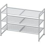 SimpleHouseware 3-Tier Stackable Metal Panel Shoe Racks with Shelves for Storage Organizer, Silver