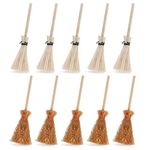 Cobee Dollhouse Miniature Broom, 10Pcs Mini Straw Broom Doll House Furniture Decor Witches Prop Broom Dollhouse Accessories Party Supplies