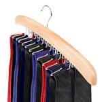 ManGotree Wooden Tie Rack, Tie Hangers for Men, 24 Hooks Tie Organizer for Closet, Belt Organizer, Wooden Hangers, Space Saving Tie Holder for Neckties, Belts, Bra, Tank Tops (Natural)