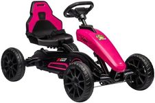 Aosom Kids Pedal Go Kart, Outdoor Ride on Toys with Swing Axle, Adjustable Seat, Handbrake, 4 Shock-Absorbing Wheels, Gift for Boys and Girls Aged 3-8 Years Old, Pink