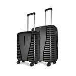 Aristocrat AIRPRODJBK Polypropylene Air Pro Set of 2 Hard Luggage (55Cm and 66Cm) | Lightweight Luggage with Wheels, Secured Zip and Secured Combination Lock | Jet Black | Unisex, Spinner, Trolley Bag