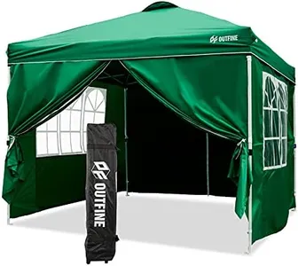 OUTFINE Patio Canopy 10'x10' Pop Up Commercial Instant Gazebo Tent, Outdoor Party Canopies with 4 Removable Sidewalls, Stakes x8, Ropes x4 (Green, 10 * 10FT)
