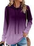 onlypuff Ladies Hoodies Sweatshirts Long Sleeve Drawstring Hoody with Teen Girls Cute Tops Purple