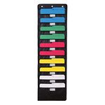 WallDeca Hanging File Wall Organiser, Letter Organiser Classroom Organiser, Storage Pocket Chart for Office and School, Wall Mount Hanging File Holder (10 Pockets with Nametag)