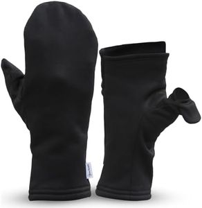 TrailHeads Women's Convertible Running Fingerless Mittens, Black, Small/Med