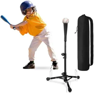 Baseball Tee For Kids, Easy Adjustable Batting Tee From 20.85 to 31.30 Inches. 1 PC Black Foldable Baseball Tees for Hitting with Portable Bag. Softball Tee for Children Aged 3-10 Baseball Training