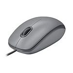 Logitech M110 Wired USB Mouse, Silent Buttons, Comfortable Full-Size Use Design, Ambidextrous PC/Mac/Laptop - Grey