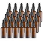 Kingrol 24 Pack Amber Glass Bottles with Glass Eye Dropper, 1 oz Dropper Bottles for Essential Oils, Perfumes, Aromatherapy, Chemistry Lab Chemicals