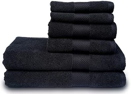 MAURA Premium Bath Towel Set 100% Cotton. 6 Piece Ultra Absorbent Quick Dry Soft Terry Bath Towels for Bathroom, Hotel and Spa Quality, Black