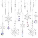 Zopeal Crystal Christmas Tree Ornaments Snowflake Decorations Icicle Hanging Drop Ornament Sets Crystal Christmas Ornaments with Rope Acrylic Christmas Tree Decor(16 Pcs, Colorful Style)