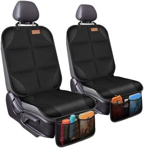 Baby Car Seat Protector 2 Pack - Large Waterproof Mat, 600D Fabric, with Thickest Padding, Non-Slip Backing, 2 Storage Pockets, Crash Test Approved - Black