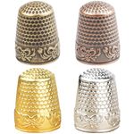 BLMHTWO 4 Pieces Thimbles for Sewing, Metal Thimble Finger Protector, Thimbles for Hand Sewing, Fingertip Thimble Sewing Quilting Craft Accessories DIY Sewing Tools