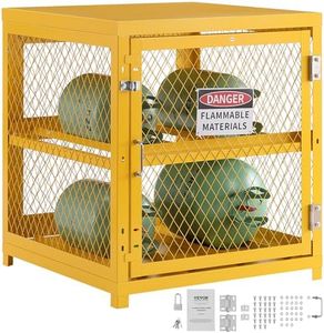 VEVOR Horizontal Cylinder Storage Cabinet, 4 Cylinder Capacity, 31x30x35 inch Propane Storage Cage, Gas Cylinder Cabinet with Yellow Powder Coat Finish