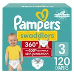 Pampers Swaddlers 360 Pull-On Diapers, Size 3, 120 Count for up to 100% Leakproof Skin Protection and Easy Changes