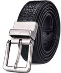 Beltox Men’s Belts Reversible Leather 1.25” Wide 1 for 2 Rotate Buckle Gift Box(Antique Silver Buckle with Black/Crocodile pattern Belt,38-40)