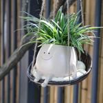 Aoipend Hanging Swing Chair Planter Pot Smile Face Planter for Indoor Outdoor Plant Head Resin Flower Pots for String of Pearls Plant Live Gift IdeaI for Mother Day, Christmas