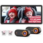 Baby Car Camera for 2 Kids, Dual Channel with 7.2" 1080P Crystal Clear Display, Easily Install Car Seat Camera with 2 IR Night Vision Cameras, Safety Back Seat Baby Camera for Rear Facing