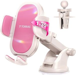 TORRAS Pink Phone Holder for Car【Embrace Your Girly Girl】 Car Phone Mount for Women, Cell Phone Car Mount for iPhone 16 15/Pro Max, Cute Car Phone Holder for Thick Case, Dashboard/Vent/Windshield