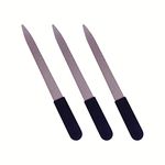 3 Pcs Sword Nail File, Metal Nail Files Made of Stainless Steel with Non Slip Handle, Double Sided Sapphire Grit for Natural Nails Fingernails Toenail Color Black (4.8 Inches)