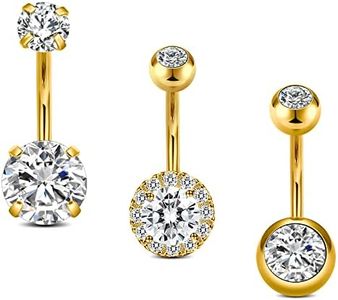 Incaton 14G Belly Button Rings, Stainless Steel Diamond Short Bar Belly Rings For Women, 6mm/10mm Hypoallergenic Navel Piercings With Gift Velvet Pouch, Metal, cubic zirconia