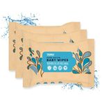 Terra Water Baby Wipes, India's First 100% Biodegradable Baby Wet Wipes, Soft Cleansing Baby Wipes, Premium Wipes, Chamomile Oil & Vitamin E, Travel Pack, 72 Wipes (Pack of 3)