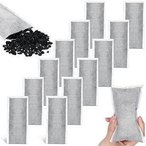 Treela 12 Pcs Activated Charcoal Odor Absorber, Trash Can Deodorizer, Charcoal Deodorizer Bags Activated Charcoal Odor Filter Refill for Trash Cans 8 Gallon and Larger, Compatible with Itouchless