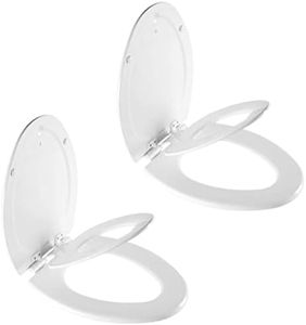 Mayfair 1888SLOW 000 NextStep2 Toilet Seat with Built-in Potty Training Seat, Slow-Close, Removable That Will Never Loosen, Elongated, White, 2-Pack