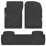 Motor Trend FlexTough Advanced Black Rubber Car Floor Mats – 3 Piece Trim to Fit Floor Mats for Cars Truck SUV, All Weather Automotive Liners with Traction Grips and Multiple Trim Lines