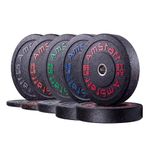 AmStaff Fitness 2" Crumb Rubber Bumper Plates for Weightlifting, Cross Training, Home Gym, Less Impact, Absorb Bounce & Shock (300lbs - Set)