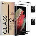 For Galaxy S21 Ultra Screen Protector Tempered Glass + Camera Lens Protectors [2+2Pack] Film for Samsung Galaxy S21 Ultra Screen Protector/ 3D Curved/Easy Installation/Case-Friendly