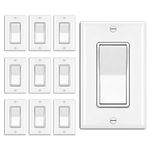 [10 Pack] BESTTEN 3 Way Decorator Wall Light Switch with Wallplates, 15A 120/277V, On/Off Paddle Rocker Interrupter, cUL Listed, White