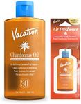 Vacation Chardonnay Oil SPF 30 + Air Freshener Bundle, Vegan Suntan Oil with Broad Spectrum SPF, Oxybenzone + Octinoxate Free Sunscreen Tanning Oil, TSA Friendly, Travel Size, 3.4 fl. Oz.