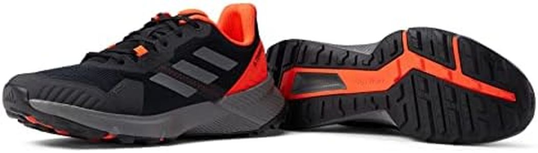 adidas Men's Terrex Soulstride Trail Running Sneaker, Black/Grey/Solar Red, 10.5